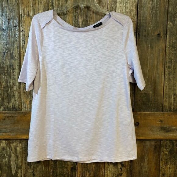 Talbots Sz M Lilac Back Grossgrain Ribbon Tie Relaxed Fit Flowy Luxury Top - Picture 3 of 9